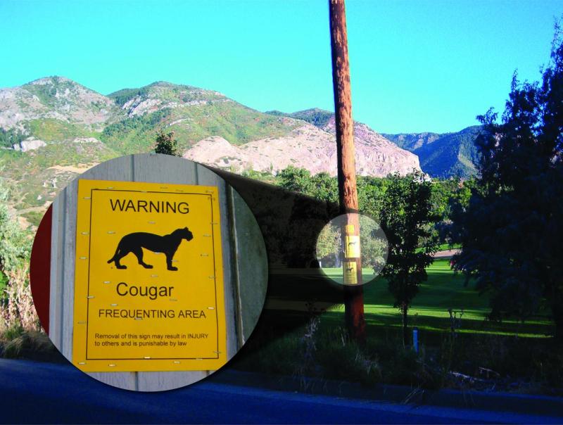 Golf course in the Ogden, Utah area with wildlife warnings posted. Outdoor lighting can influence animal movement, behavior, and habitat use - especially along the urban-wildland interface. (Photo: David Stoner/Utah State University)